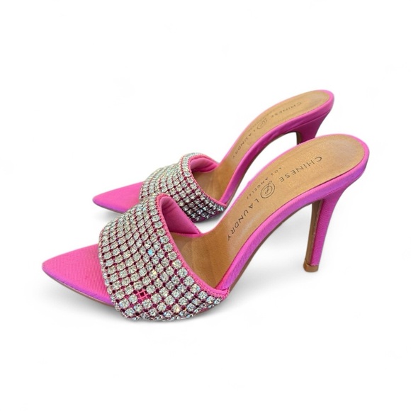 Chinese Laundry Pink Rhinestone Heeled Mules – Size 6 (36.5) - Picture 4 of 11